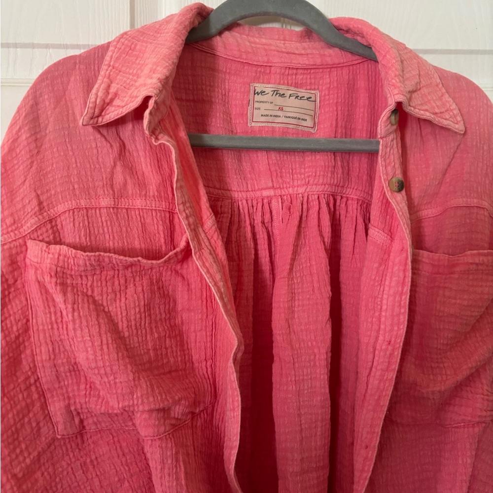 We The Free Pink Button-Up Shirt